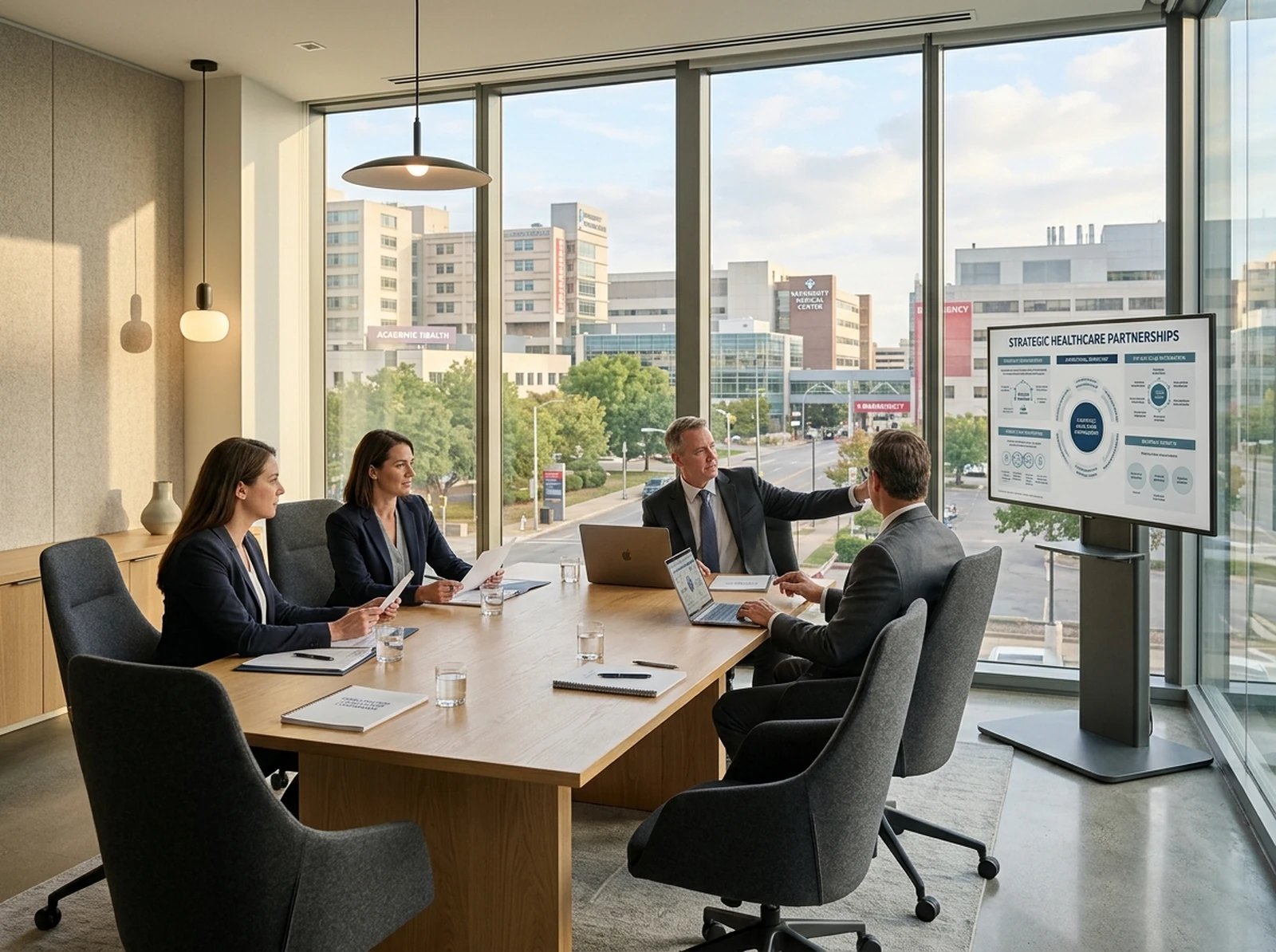Sophisticated modern healthcare consulting executive environment